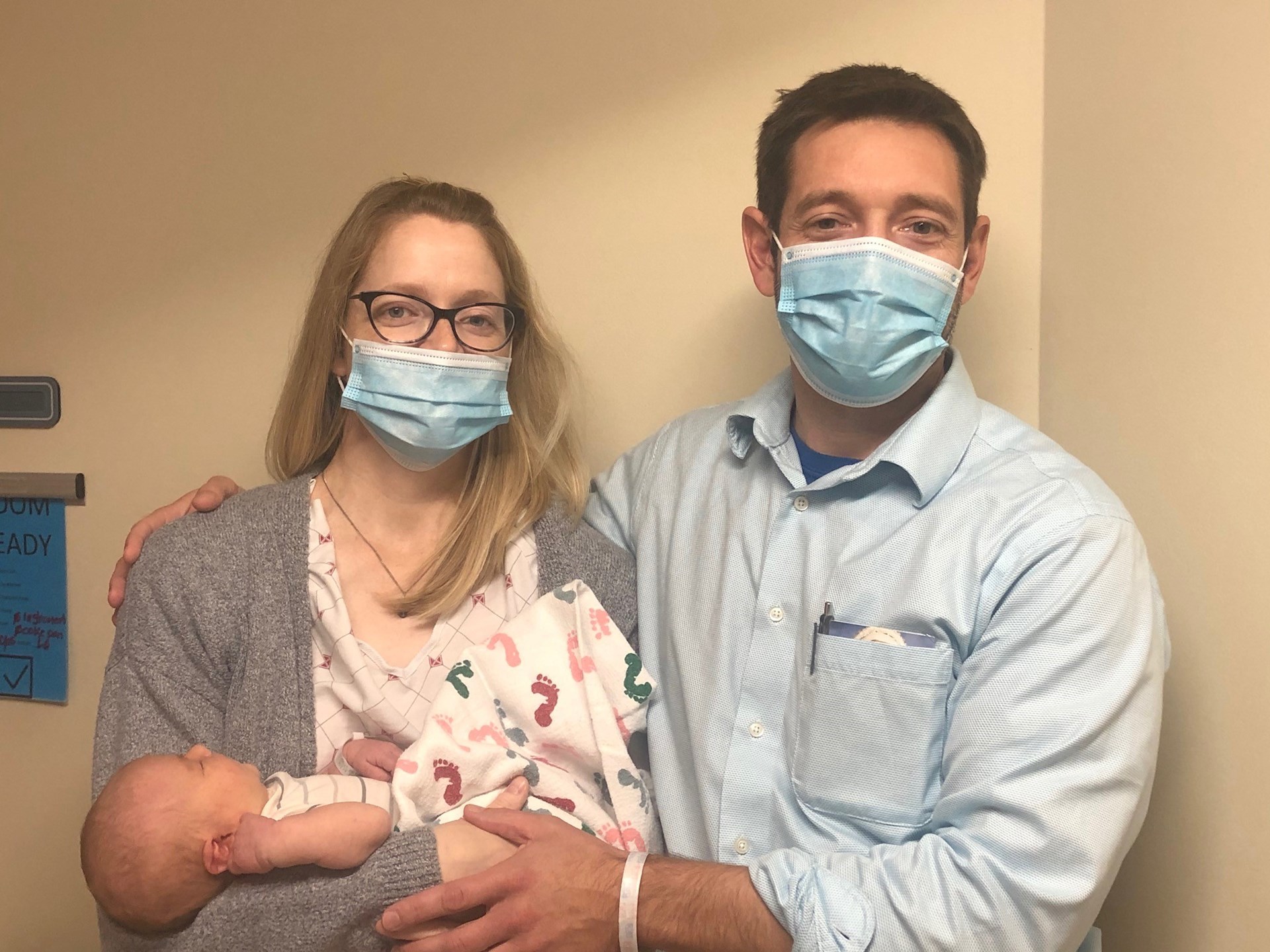 Baby Mary, with her parents Emma and Eddie, was the recepient of $100 donated by another WellSpan Chambersburg Hospital "baby," who was born 60 years before her.