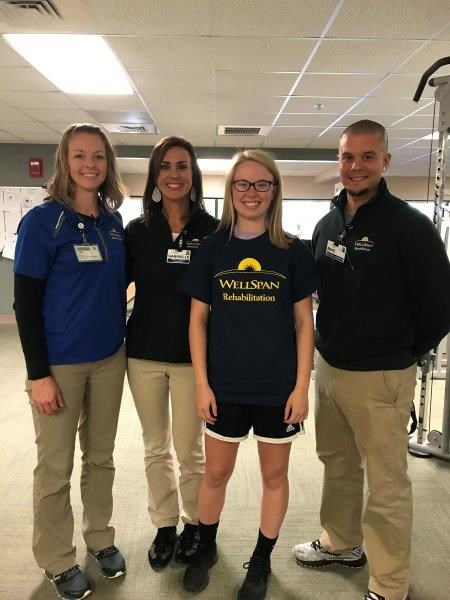 Nicole Keeney was aided by this WellSpan Rehabilitation team. (Photo was taken in 2019.)