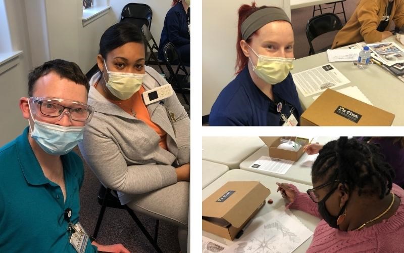 WellSpan team members (from left, clockwise) Patrick Lee, Latoya Hickman, Mary Kendrick, and Ebony Garner are participating in the "I'm fine" art project.