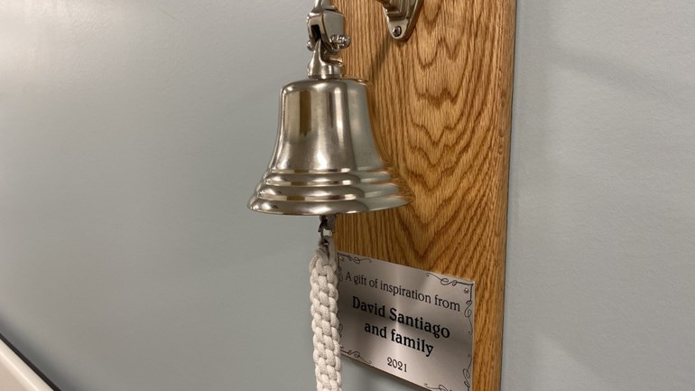 Ring the bell! David Santiago’s donation uplifts patients at cancer center