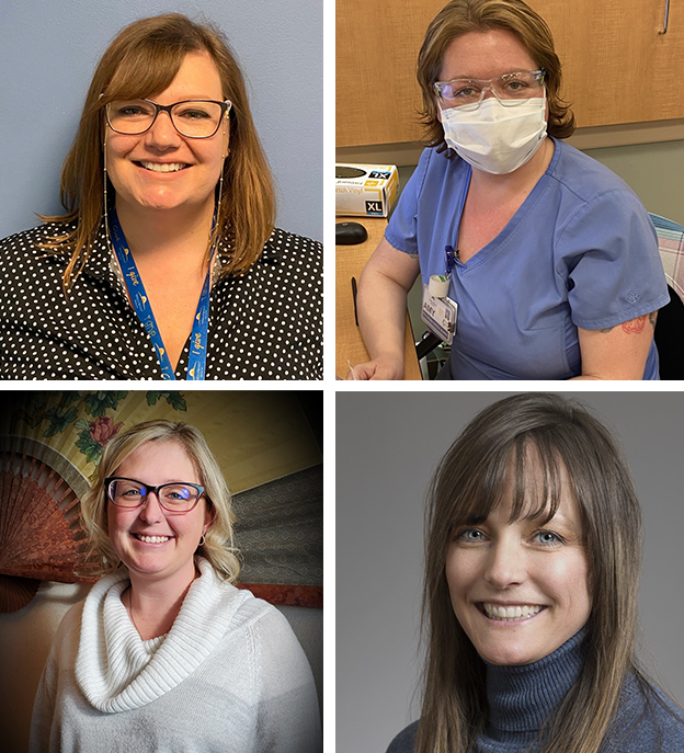 Top Left to Right: Hanni Snyder, R.N. and Amy Eichelberger, LPN
Bottom Left to Right: Holly Gilmore and Amber Stower, R.N.