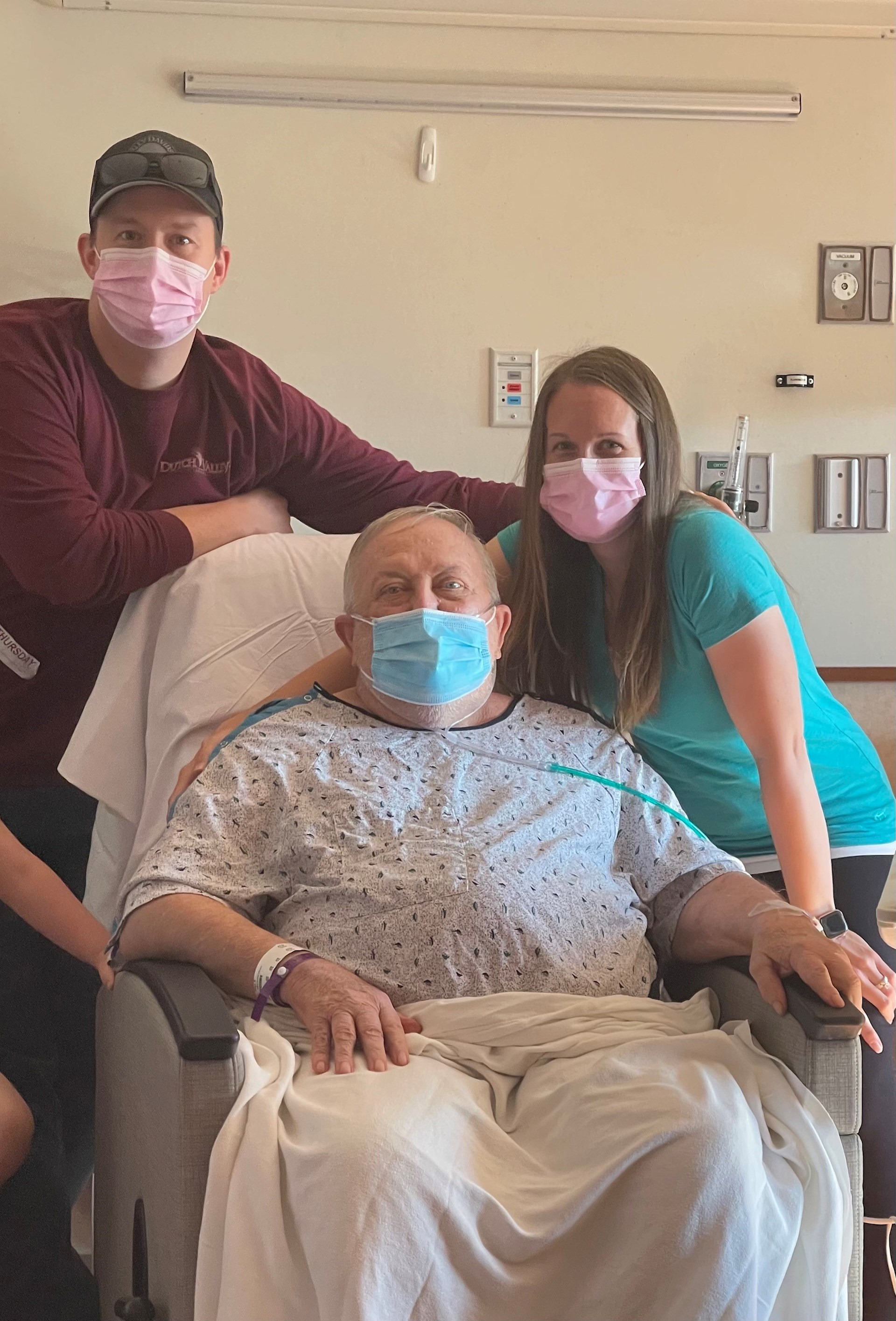 Michael and Alysha Althouse with Alysha's dad, Russ Firestone, in Room 329 at WellSpan Good Samaritan Hospital. Hospital team members threw a wedding for the couple in the room because Russ is in failing health.