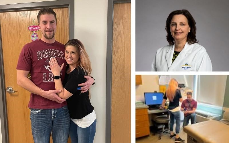 John Vadovsky proposed to girlfriend Amber Tanno, at WellSpan Family Medicine - North Fourth Street, Lebanon, with the help of his favorite provider, Betty Smith (upper right), a physician assistant there.