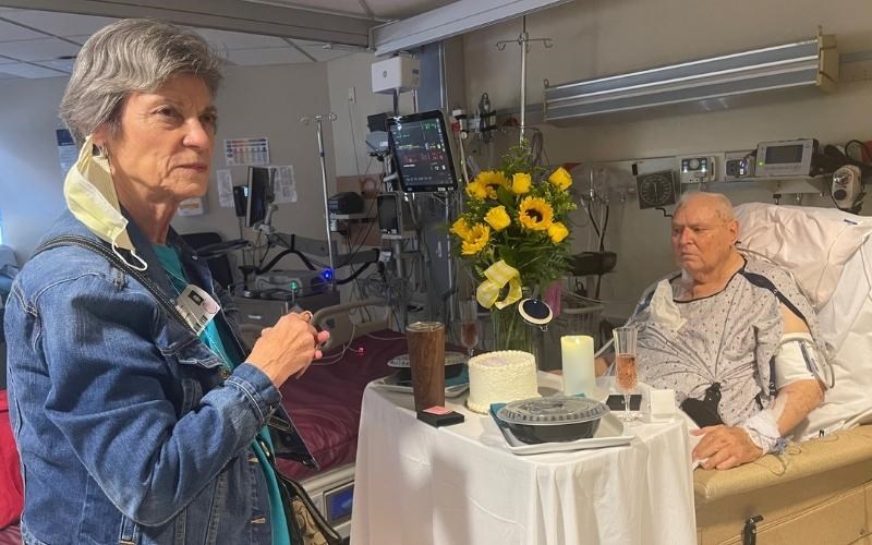 The WellSpan heart failure care team helped Jim Lewis surprise his wife, Suzanne, with a birthday party while the Texas man was in the hospital.